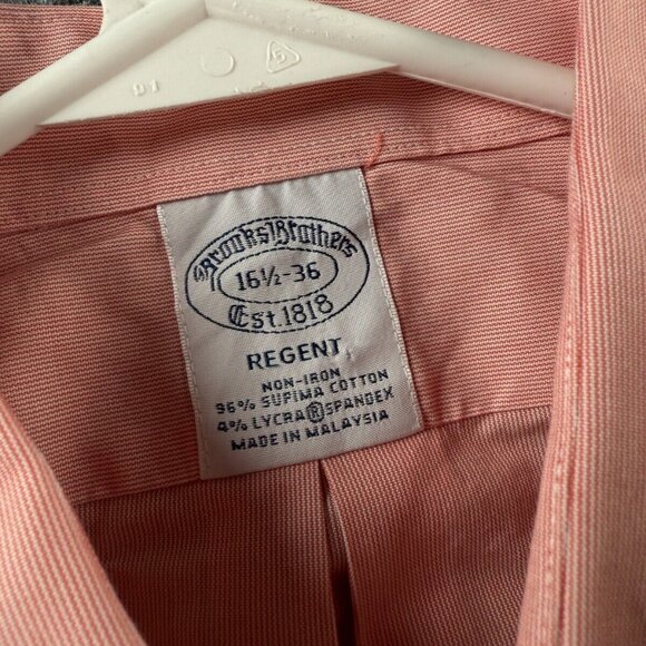 Brooks Brothers Cotton Striped Spread Pink Regent Stretch Non-Iron 16.5 36 Shirt - Picture 13 of 15